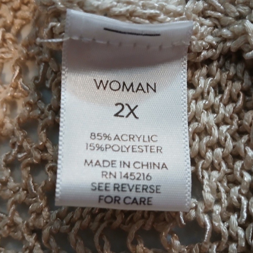 Westport 2x Tan Beige Pointelle Cable Knit Open Front Cardigan Layering - Picture 10 of 12